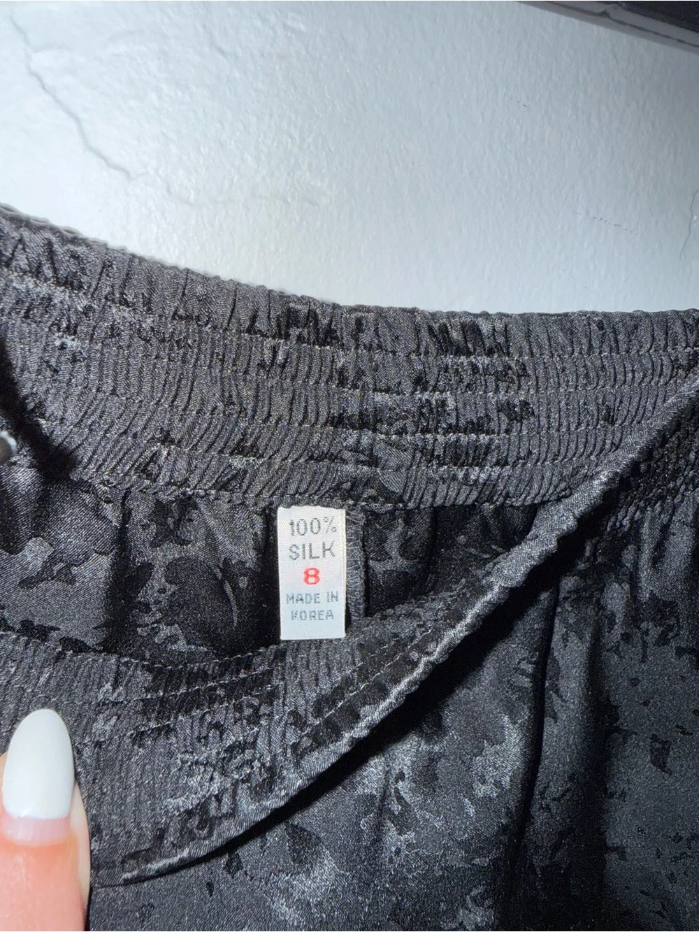 Vintage Green Patterned Blazer with Black Skirt - 100% silkWoman's Two-Piece Set